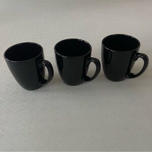 Corelle Stoneware Set of 3 Black Mugs